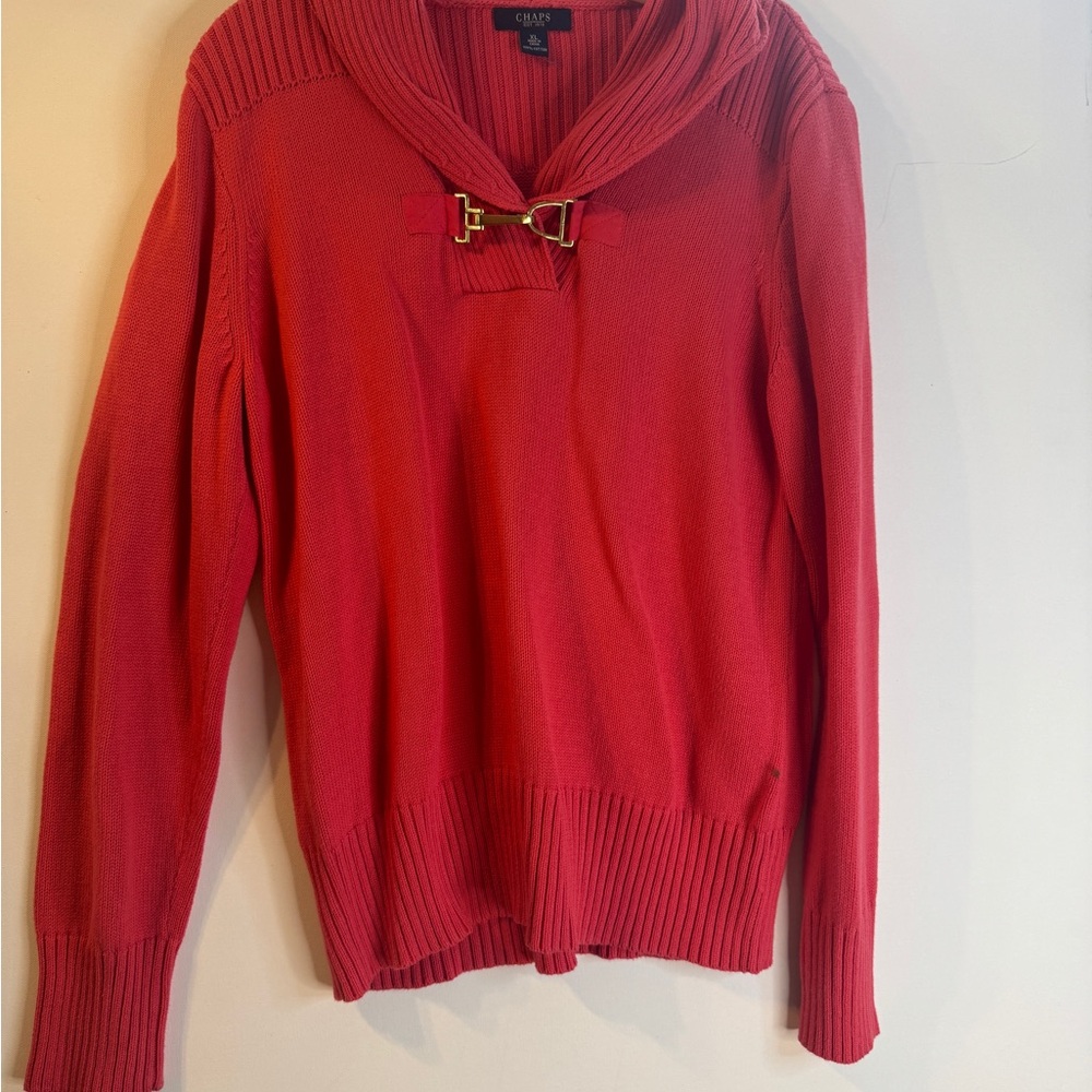 Chaps Vibrant Red Cowl Neck Sweater